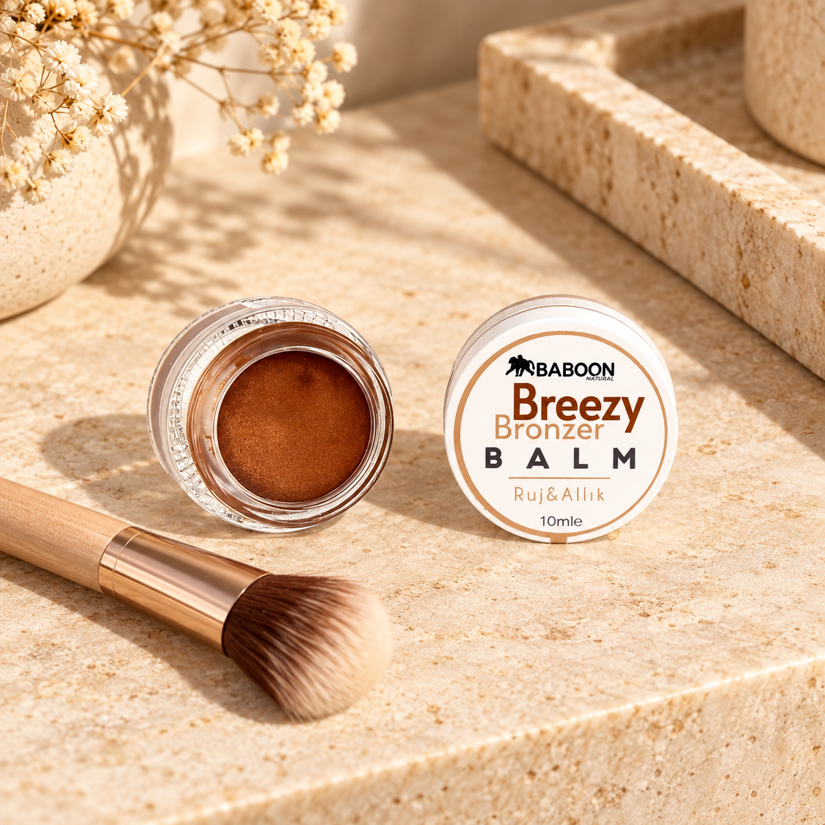 BABOON NATURAL Breezy Bronzer Balm - Ruj & Allık 10 ml – kullanım ve sunum önerisi