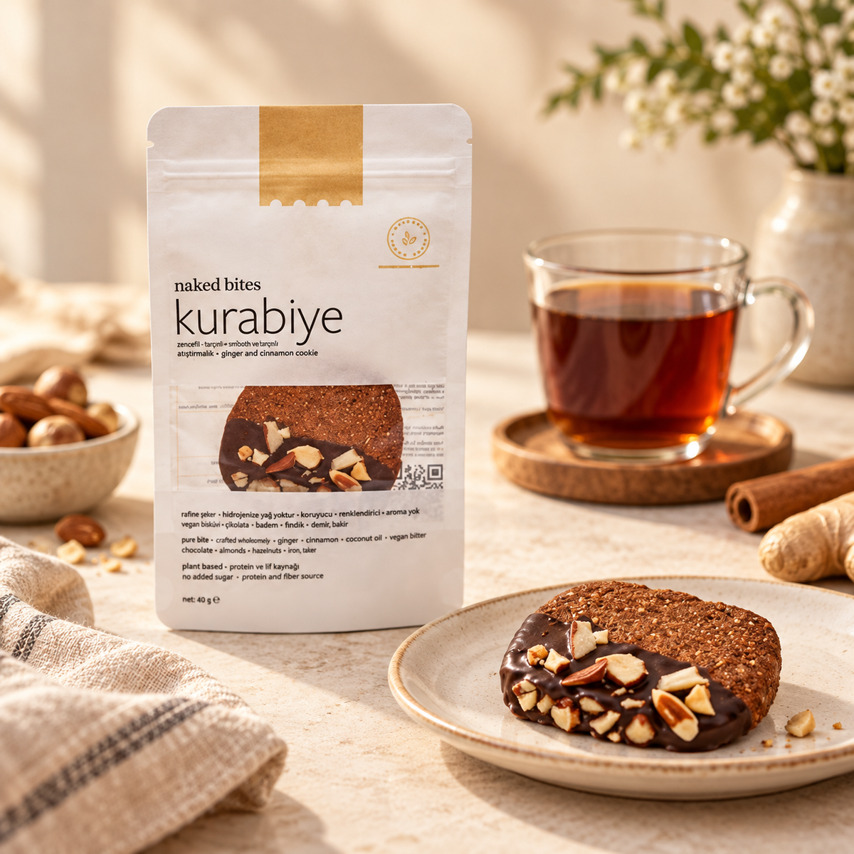 NAKED BITES Kurabiye -Zencefil & Tarçınlı - 40 g – kullanım ve sunum önerisi