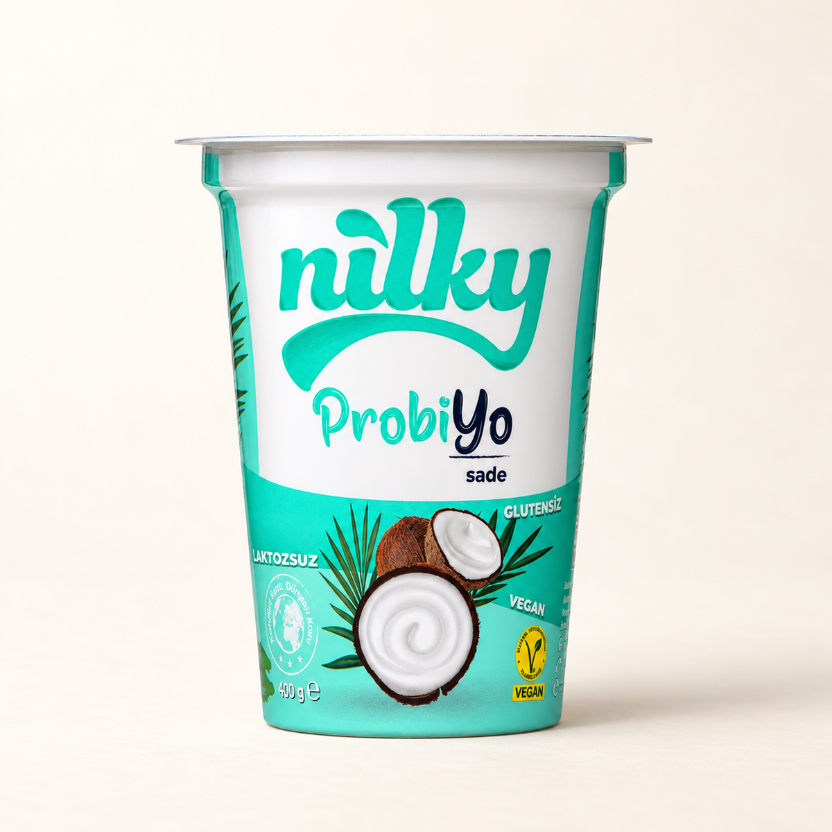 NILKY Probiyo Tatlandırılmış Sade (Hindistan Cevizi Yoğurt) 400g – stüdyo çekimi