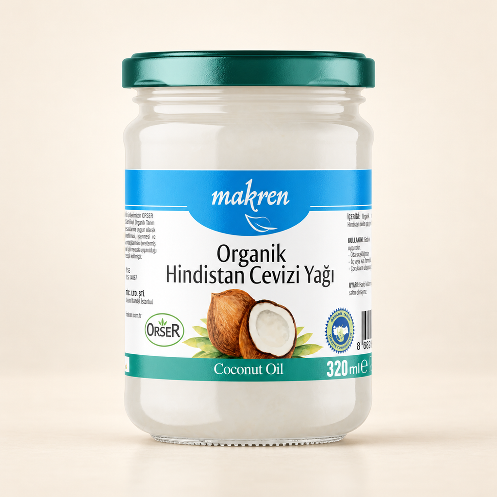 MAKREN Organik Hindistan Cevizi Yağı 320 ml – stüdyo çekimi