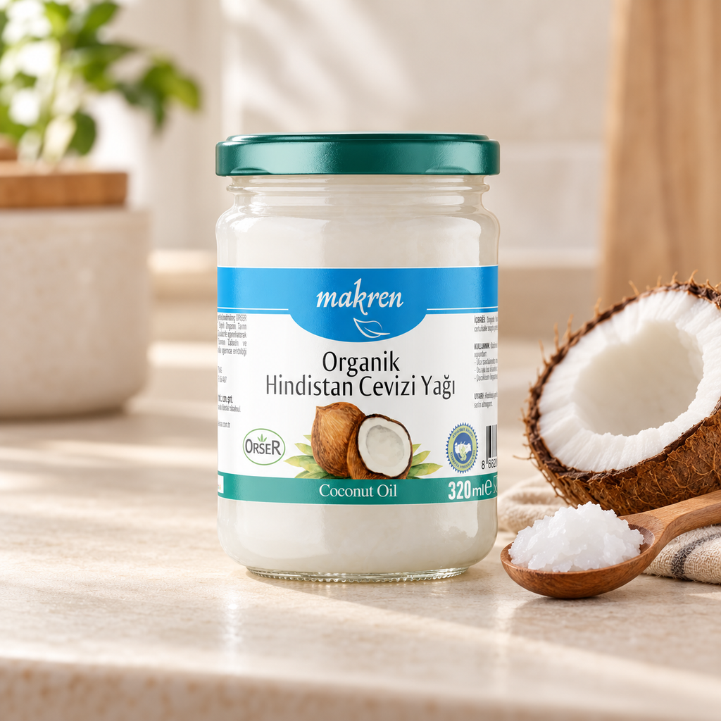 MAKREN Organik Hindistan Cevizi Yağı 320 ml – kullanım ve sunum önerisi