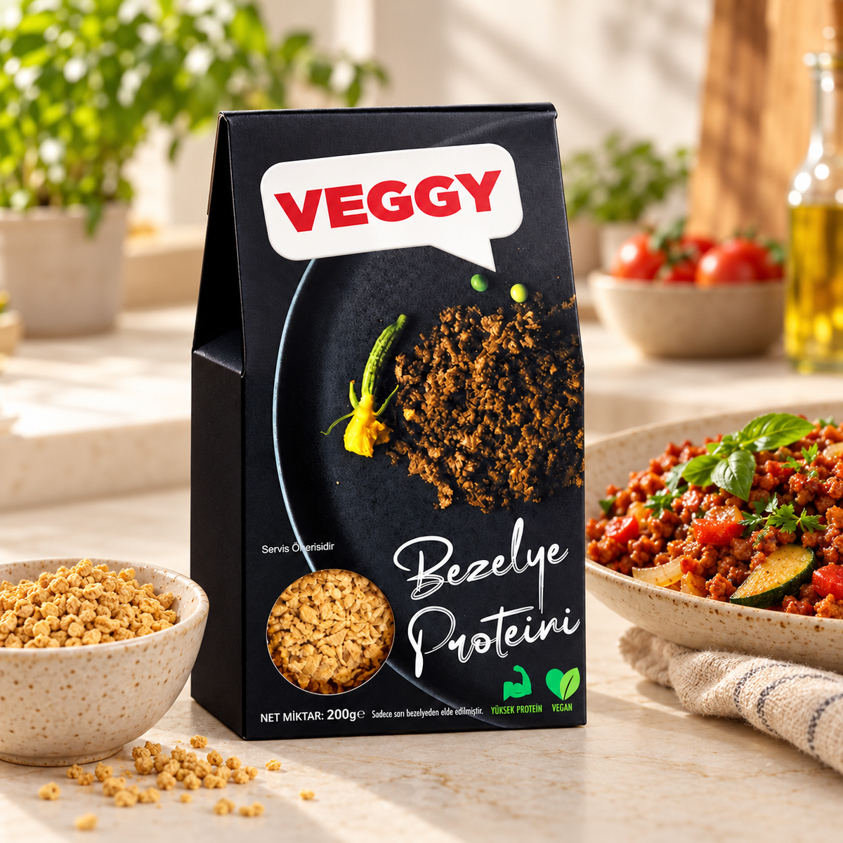 VEGGY Granül Bezelye Kıyması-Proteini 200 g – sunum önerisi