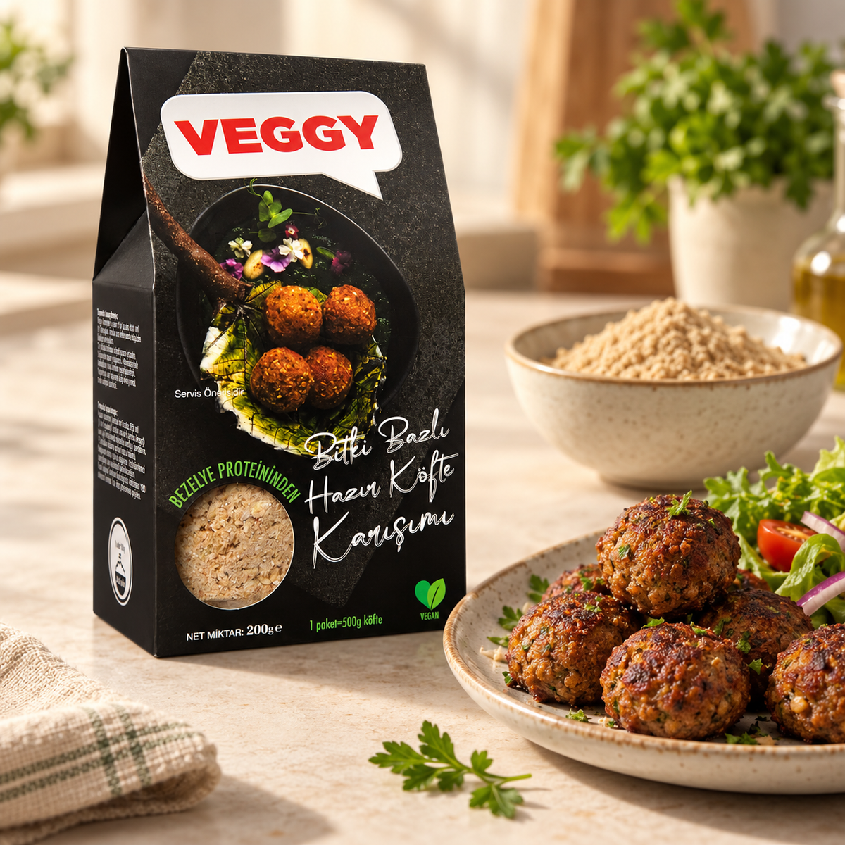 VEGGY Vegan Köfte Karışımı 200 g – sunum önerisi