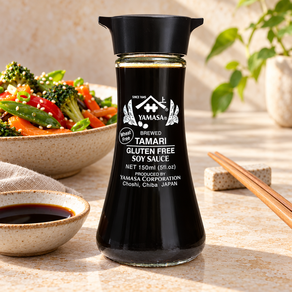YAMASA Glutensiz Tamari Soya Sosu 150 ml – sunum önerisi