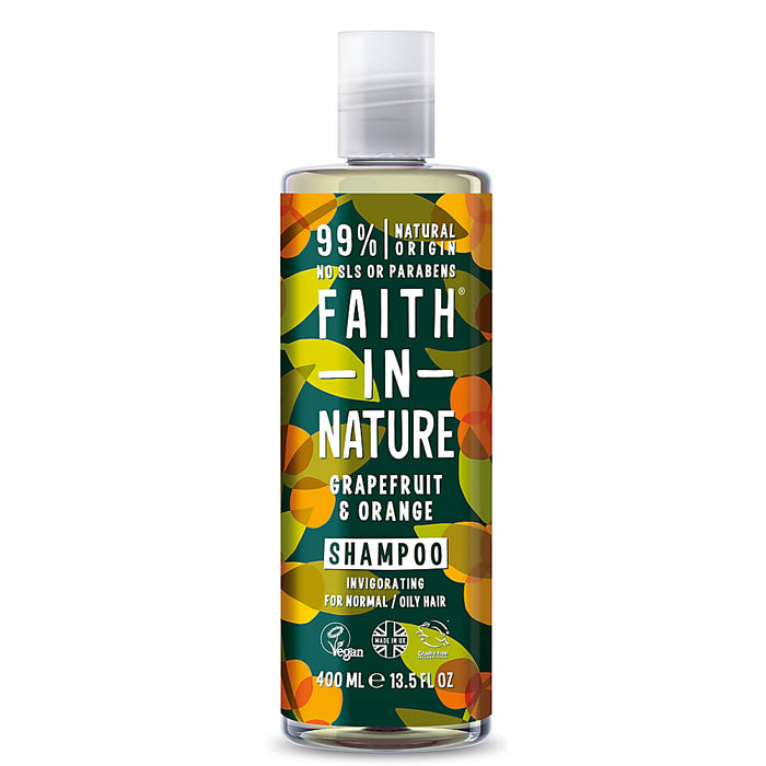 FAITH IN NATURE %99 Doğal İçerikli Tazeleyici Şampuan 400 ml Normal-Yağlanmaya-Kepeğe Meyilli Saçlar İçin Greyfurt-Portakal