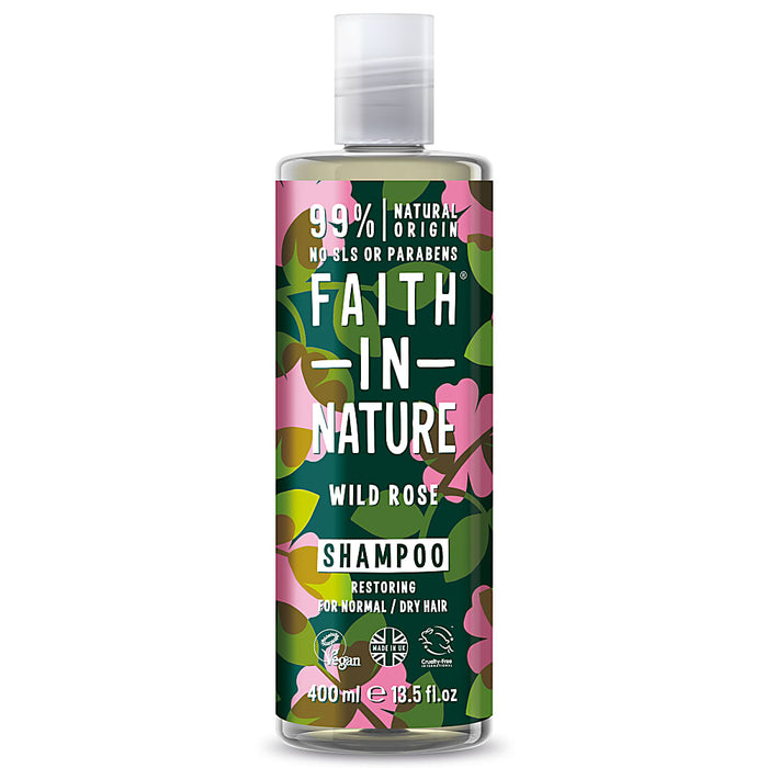 FAITH IN NATURE %99 Doğal İçerikli Onarıcı Şampuan 400 ml Normal&Kuruya Dönük Saçlar İçin Yabani Gül