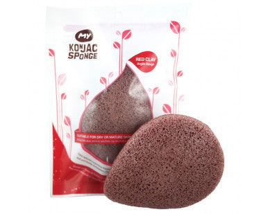 KONJAC Süngeri Fransız Kırmızı Killi-Kuru ve Olgun Ciltlere