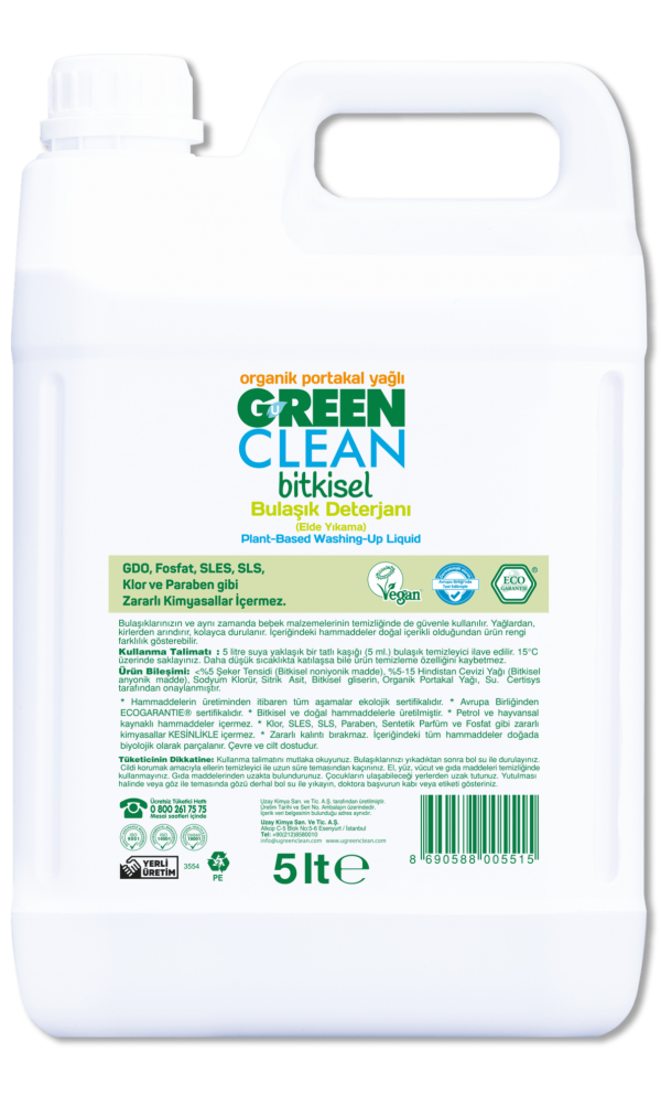 U Green Clean Elde Bulaşık Deterjanı 5 litre